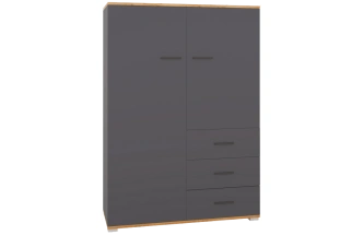 Комод Кассандра, с тремя ящиками и полками, дуб крафт золотой / антрацит