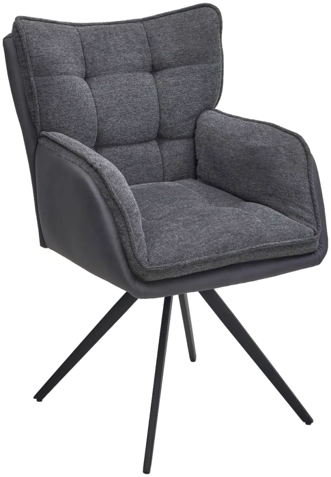 Стул Ortega, поворотный, Brego-16 темно-серый, ткань, Maison 95 темно-серый, PU, черный