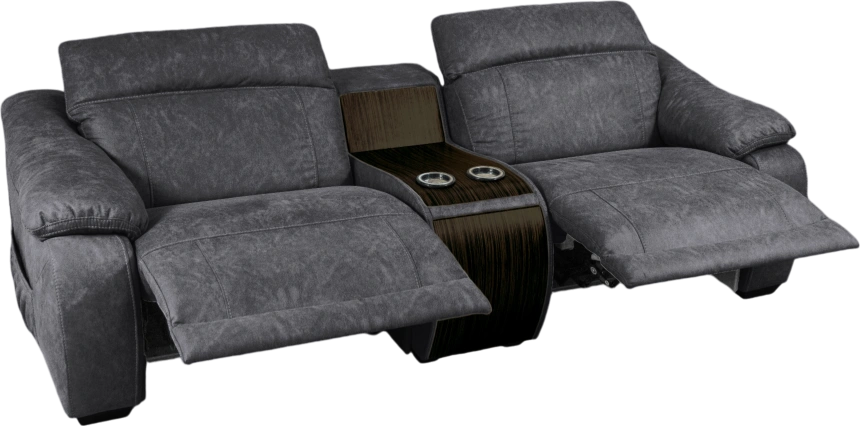 Диван прямой Флора, электрореклайнер, двухместный, экокожа Стайл 17 / Эбен 