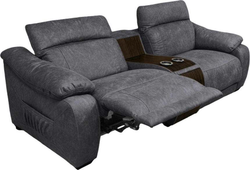 Диван прямой Флора, электрореклайнер, двухместный, экокожа Стайл 17 / Эбен 