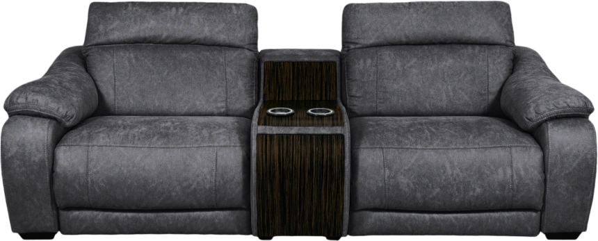 Диван прямой Флора, электрореклайнер, двухместный, экокожа Стайл 17 / Эбен 