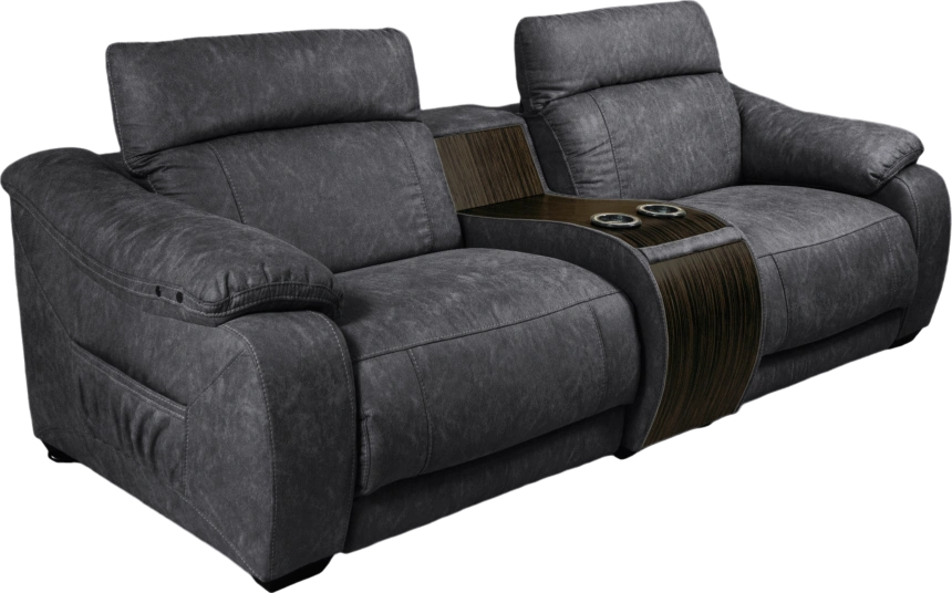 Диван прямой Флора, электрореклайнер, двухместный, экокожа Стайл 17 / Эбен 