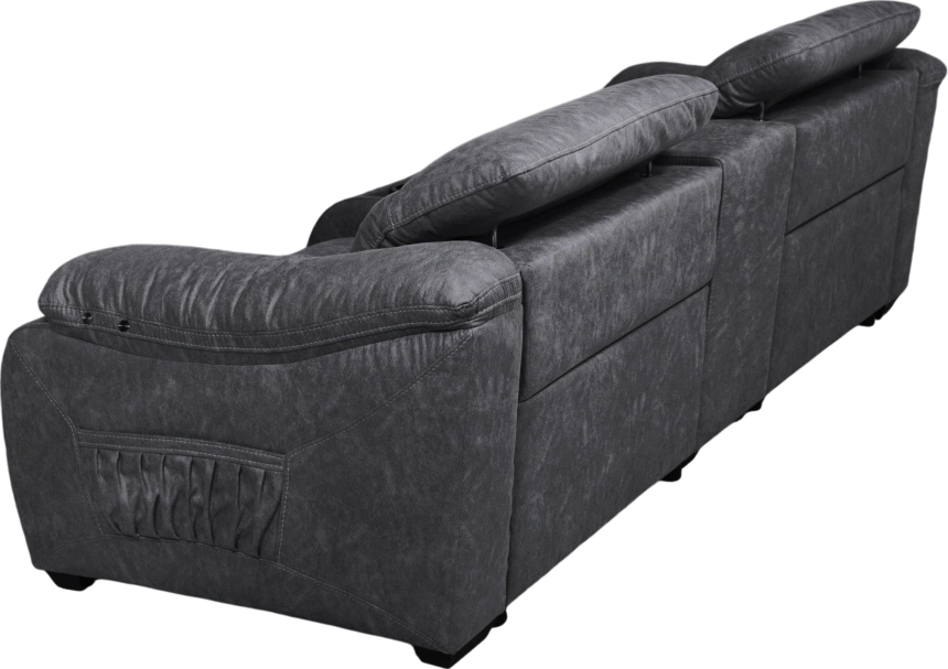 Диван прямой Флора, электрореклайнер, двухместный, экокожа Стайл 17 / Эбен 