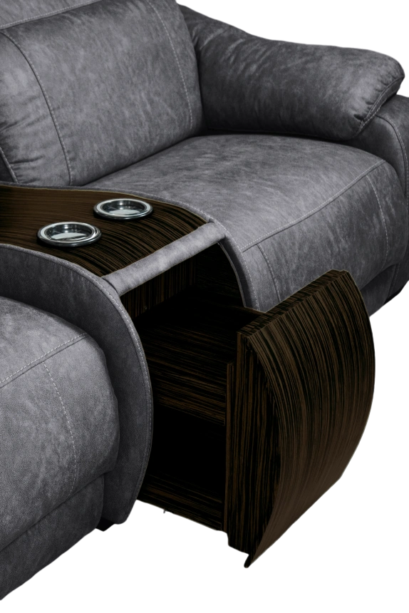 Диван прямой Флора, электрореклайнер, двухместный, экокожа Стайл 17 / Эбен 