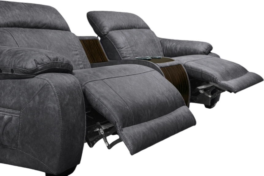 Диван прямой Флора, электрореклайнер, двухместный, экокожа Стайл 17 / Эбен 