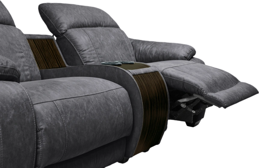 Диван прямой Флора, электрореклайнер, двухместный, экокожа Стайл 17 / Эбен 