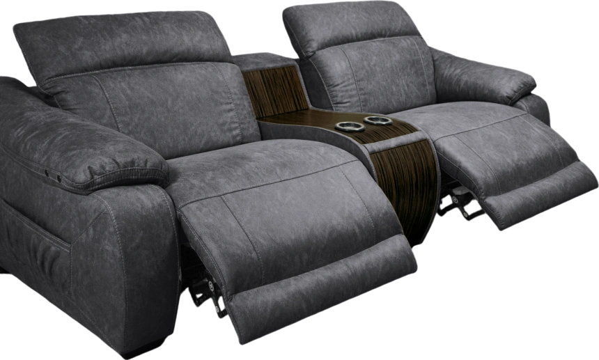 Диван прямой Флора, электрореклайнер, двухместный, экокожа Стайл 17 / Эбен 