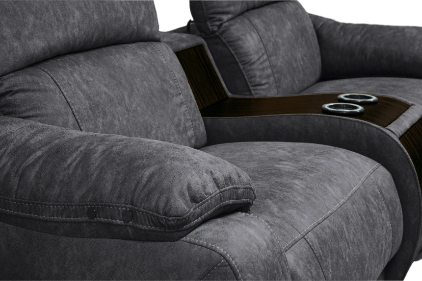 Диван прямой Флора, электрореклайнер, двухместный, экокожа Стайл 17 / Эбен 