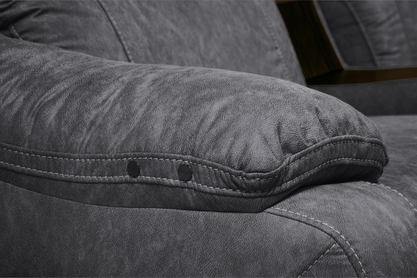 Диван прямой Флора, электрореклайнер, двухместный, экокожа Стайл 17 / Эбен 