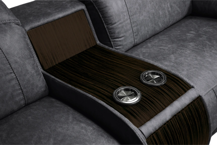 Диван прямой Флора, электрореклайнер, двухместный, экокожа Стайл 17 / Эбен 