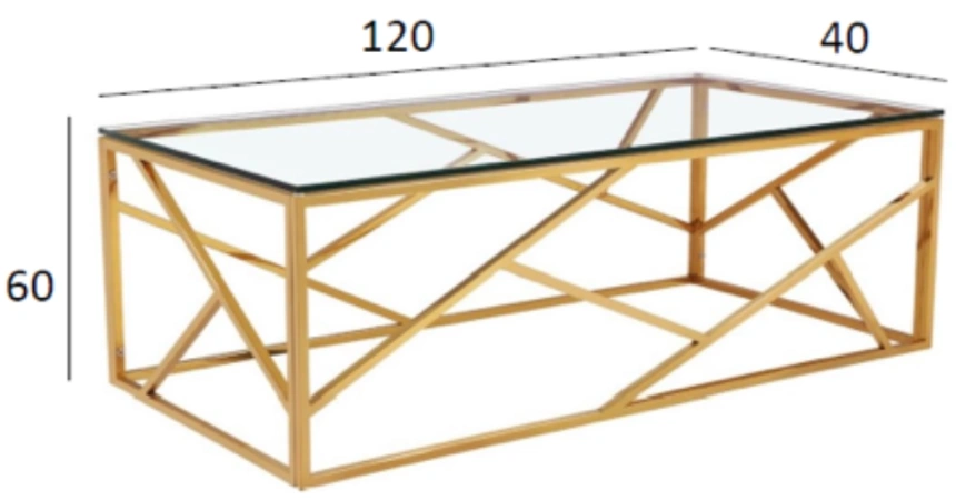 Журнальный стол GY-CT2051214GOLD, 60x120x40, стекло, прозрачный / золото 