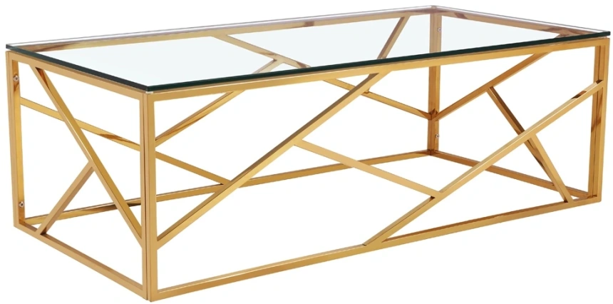 Журнальный стол GY-CT2051214GOLD, 60x120x40, стекло, прозрачный / золото 