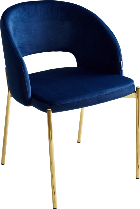 Стул Agnes, мягкий, Bluvel-86 Navy Blue, золотой каркас