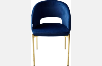 Стул Agnes, мягкий, Bluvel-86 Navy Blue, золотой каркас