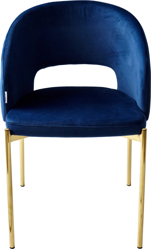 Стул Agnes, мягкий, Bluvel-86 Navy Blue, золотой каркас