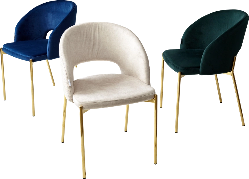 Стул Agnes, мягкий, Bluvel-86 Navy Blue, золотой каркас