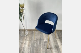Стул Agnes, мягкий, Bluvel-86 Navy Blue, золотой каркас