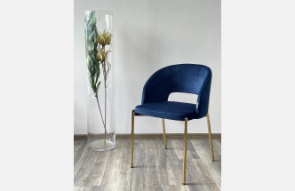 Стул Agnes, мягкий, Bluvel-86 Navy Blue, золотой каркас