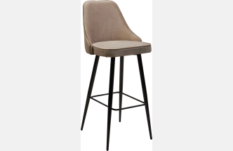 Барный стул Nepal-bar бежевый #5, велюр, черный каркас (H=78cm)