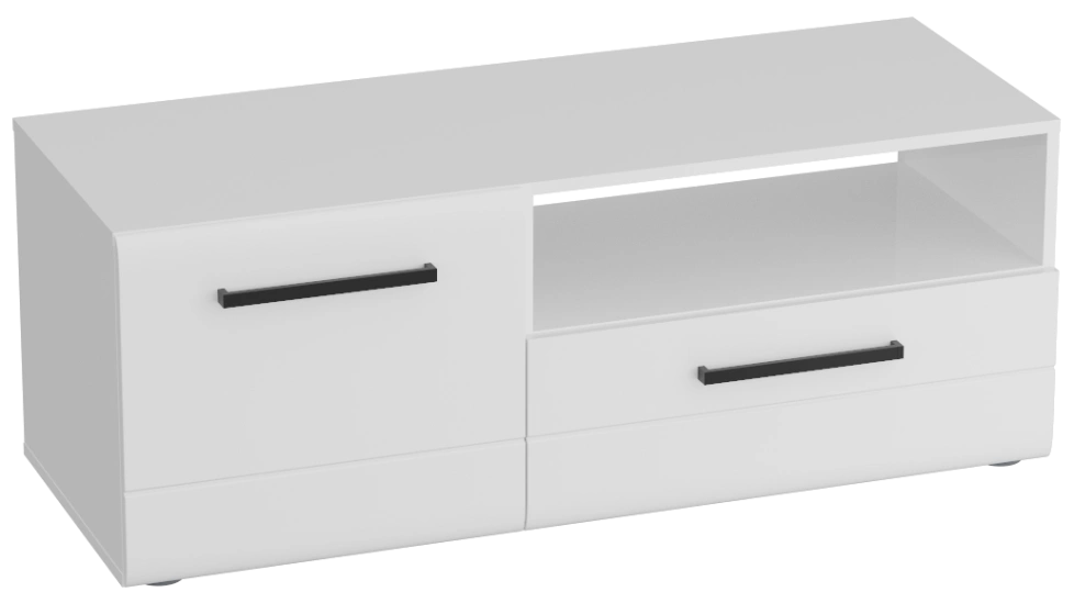 Тумба под ТВ Кёльн 1220, с ящиком, белый аляска / белый глянец