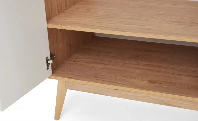 Шкаф трехдверный Калгари, распашной для одежды, дуб натуральный светлый / белый матовый