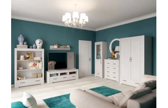 Модульная гостиная Прованс 2, бодега белая / патина премиум