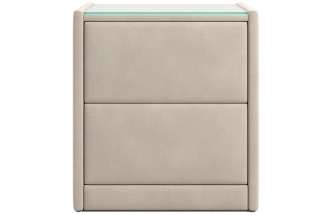 Тумба прикроватная Аризона, мягкая, с ящиками, велюр, альба бежевый