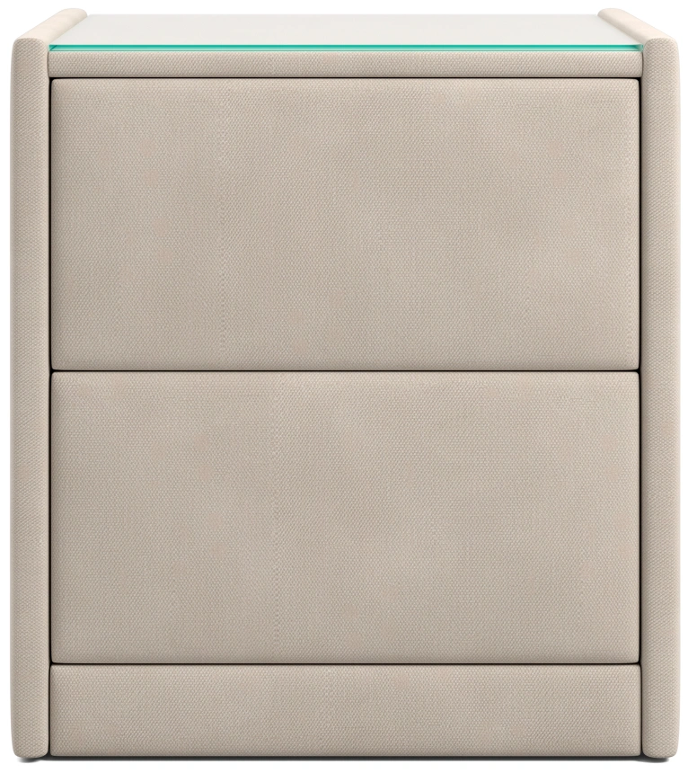 Тумба прикроватная Аризона, мягкая, с ящиками, велюр, альба бежевый