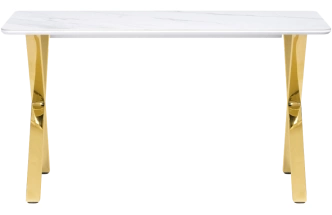 Кухонный стол Селена 3, 160x90x77, керамика, белый мрамор, каркас золотой