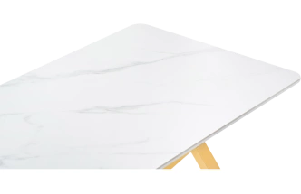 Кухонный стол Селена 3, 160x90x77, керамика, белый мрамор, каркас золотой
