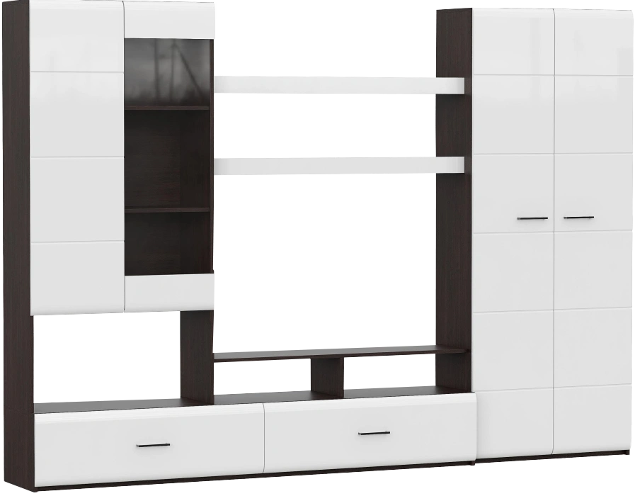 Стенка Jimenez, дуб венге / белый глянец