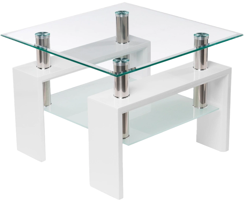 Журнальный стол ST-052, 60x60, стекло, white, каркас белый