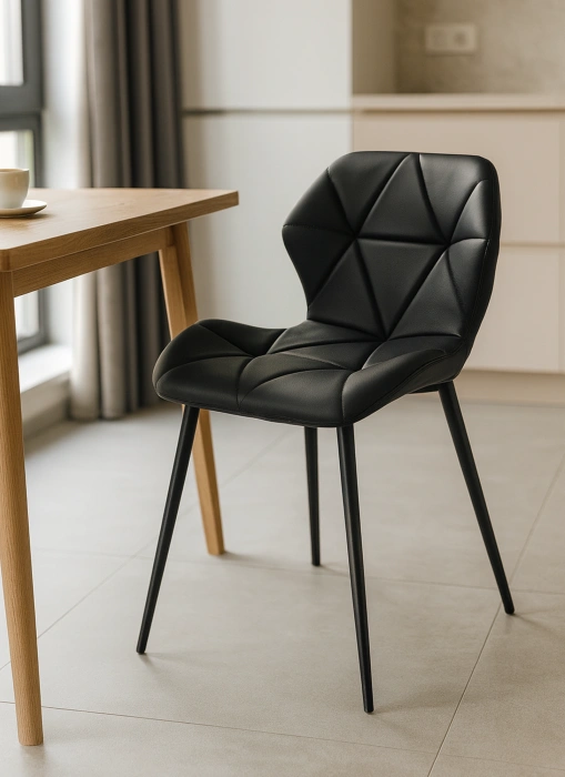 Стул Вальд, на металлокаркасе, черный / черный глянец