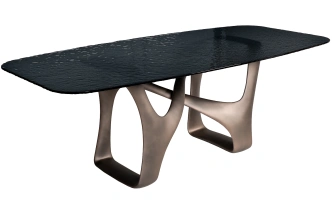 Обеденный стол Fusion, стекло, черный / шампань 