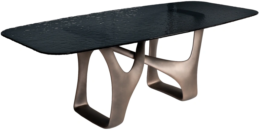 Обеденный стол Fusion, стекло, черный / шампань 