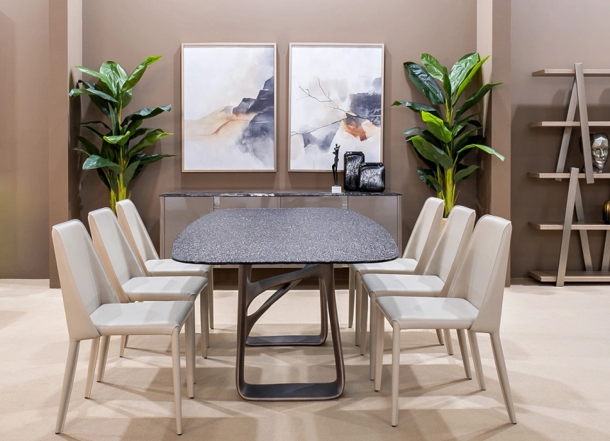 Обеденный стол Fusion, стекло, черный / шампань 