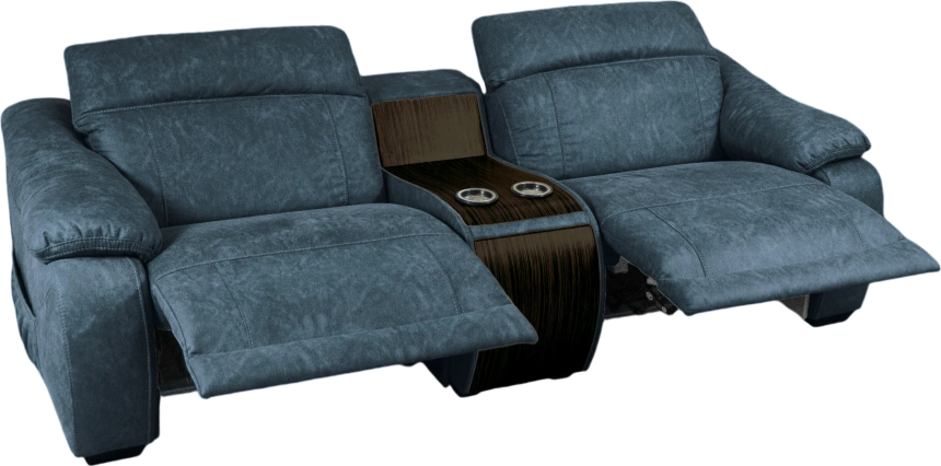 Диван прямой Флора, электрореклайнер, двухместный, экокожа Стайл 22 / Эбен