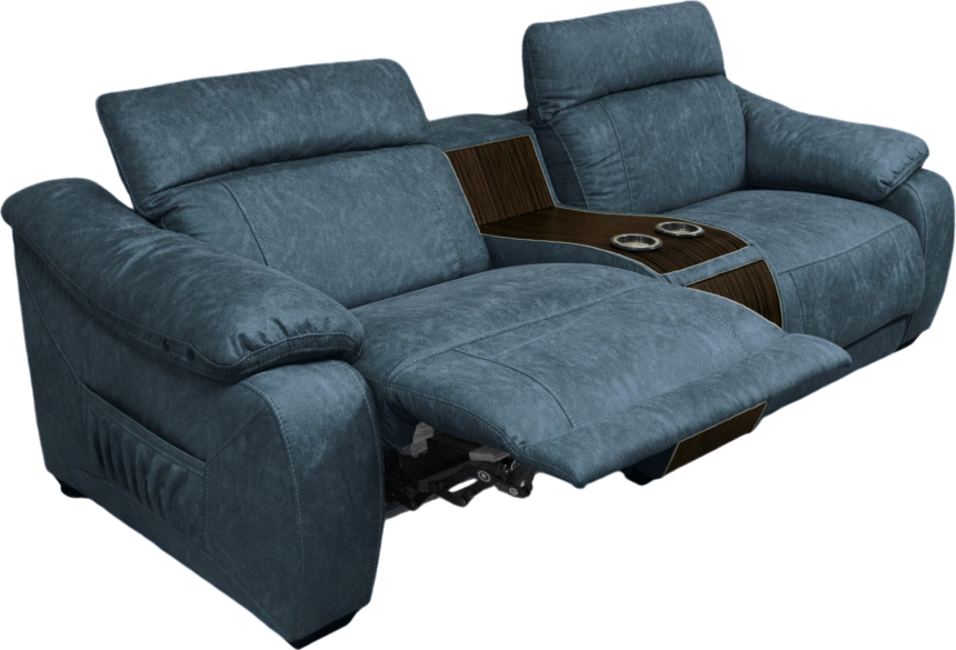 Диван прямой Флора, электрореклайнер, двухместный, экокожа Стайл 22 / Эбен