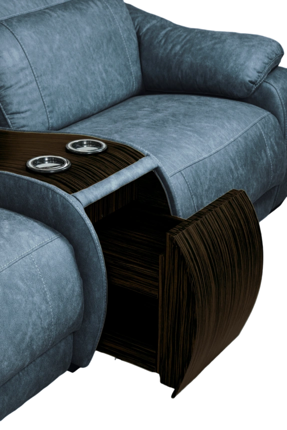 Диван прямой Флора, электрореклайнер, двухместный, экокожа Стайл 22 / Эбен