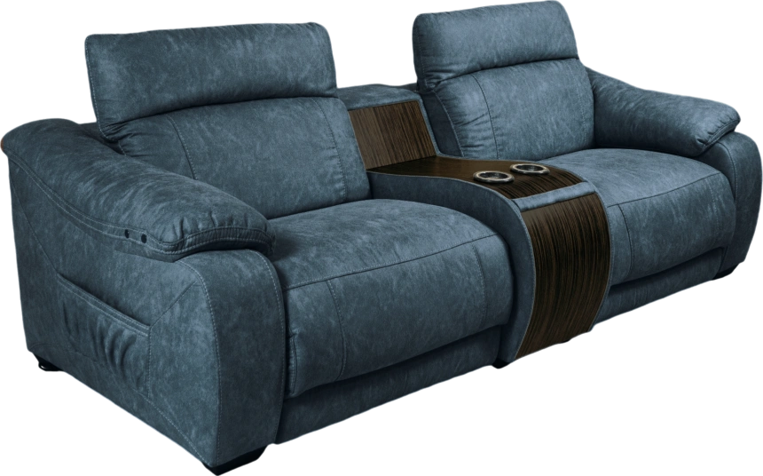 Диван прямой Флора, электрореклайнер, двухместный, экокожа Стайл 22 / Эбен