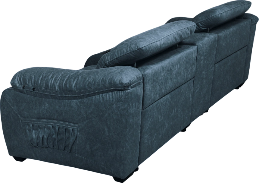 Диван прямой Флора, электрореклайнер, двухместный, экокожа Стайл 22 / Эбен