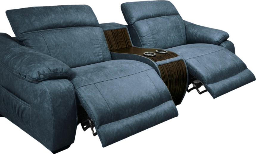 Диван прямой Флора, электрореклайнер, двухместный, экокожа Стайл 22 / Эбен