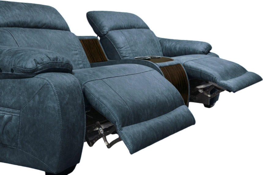 Диван прямой Флора, электрореклайнер, двухместный, экокожа Стайл 22 / Эбен