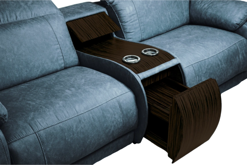 Диван прямой Флора, электрореклайнер, двухместный, экокожа Стайл 22 / Эбен