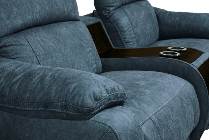 Диван прямой Флора, электрореклайнер, двухместный, экокожа Стайл 22 / Эбен