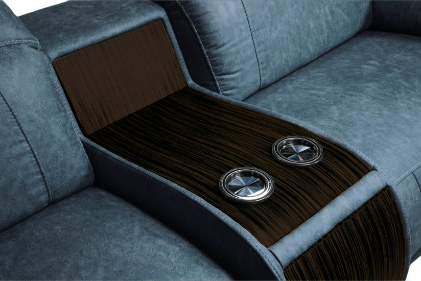 Диван прямой Флора, электрореклайнер, двухместный, экокожа Стайл 22 / Эбен