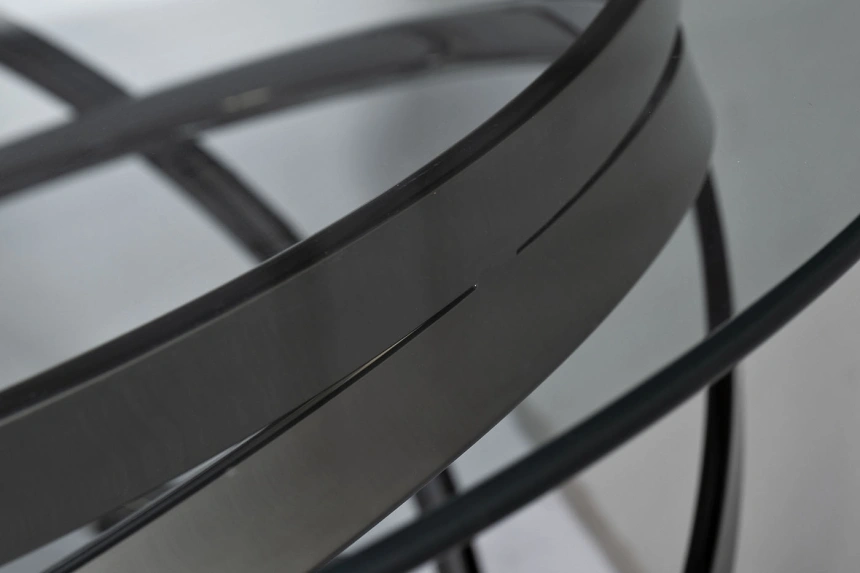 Журнальный стол GY-CT8402BL, 120x120x40, стекло, прозрачный / темный хром