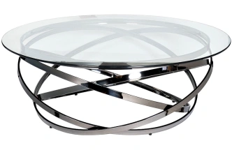 Журнальный стол GY-CT8402BL, 120x120x40, стекло, прозрачный / темный хром