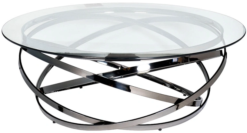 Журнальный стол GY-CT8402BL, 120x120x40, стекло, прозрачный / темный хром