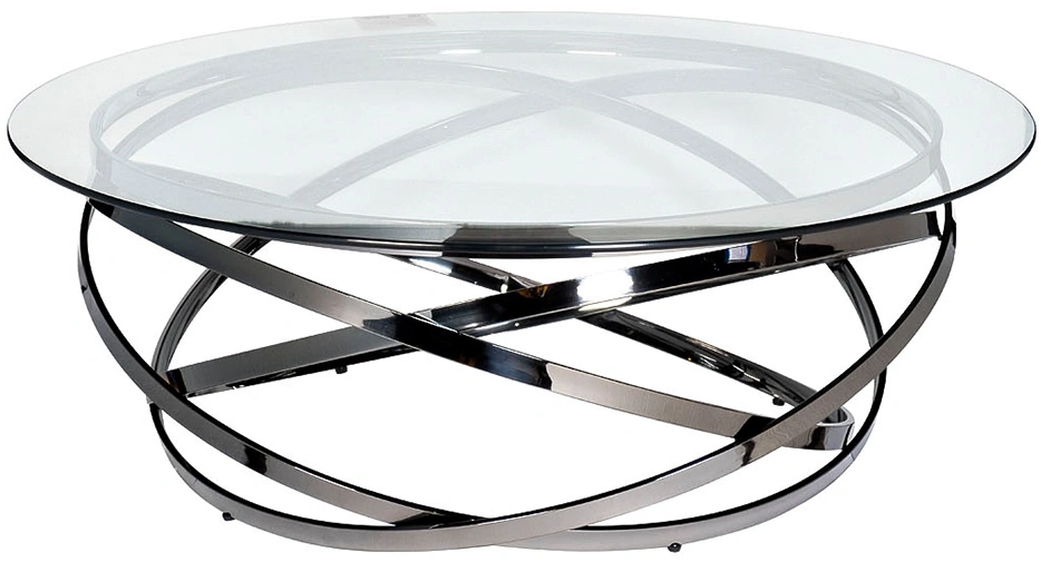 Журнальный стол GY-CT8402BL, 120x120x40, стекло, прозрачный / темный хром